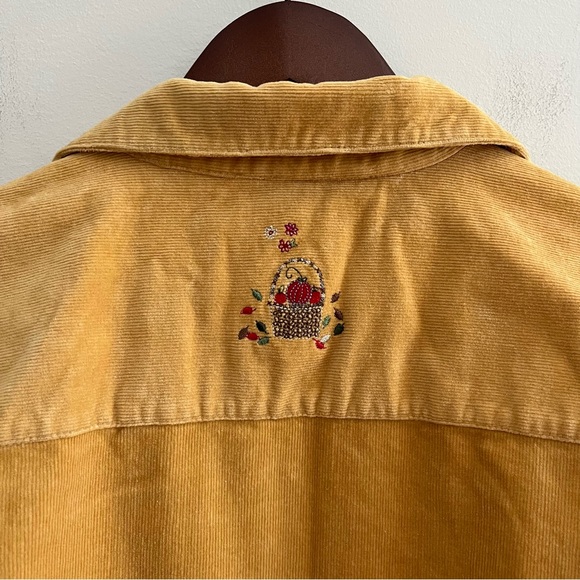 Christopher & Banks Embroidered Button Front Shirt Stretch Corduroy Size XL - Picture 13 of 15